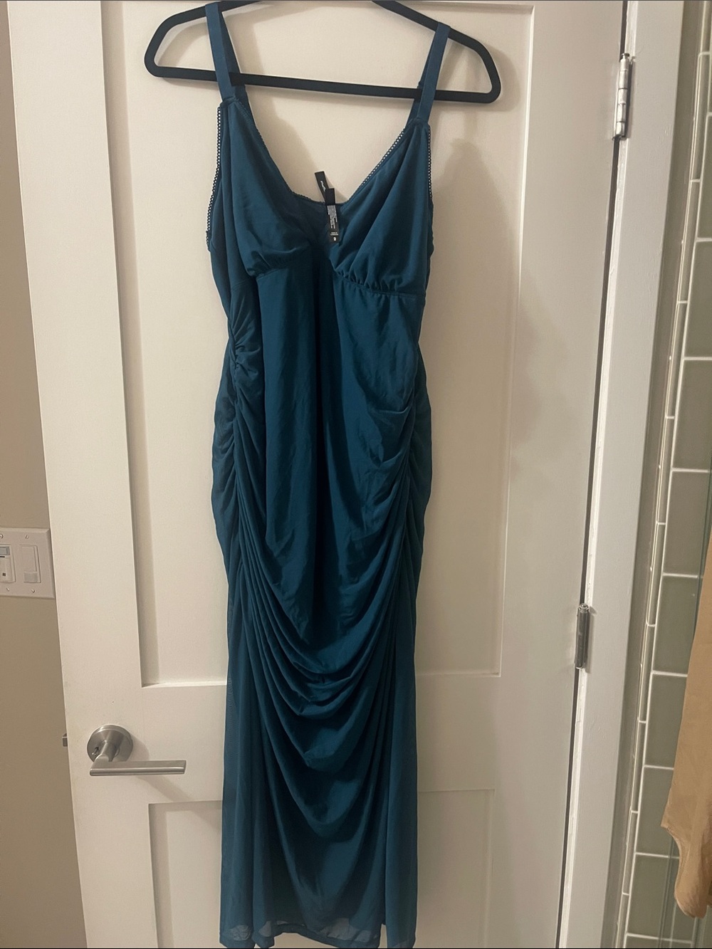 New Torrid Teal Ruched Sleeveless Maxi Dress Plus size 2
